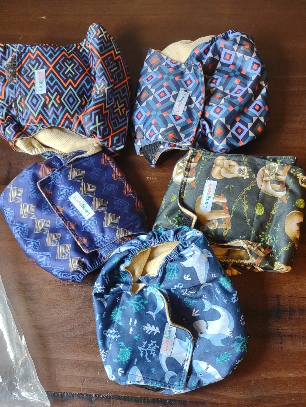 Waterproof Navy Blue Patterned Doggy Diaper Covers - Multipack